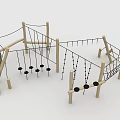 Wooden Kids Climbing Playground Structure With Ropes And Climbing Elements