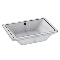 Sleek White Rectangular Ceramic Bathroom Sink With Single Drain Hole Design