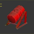 Red Industrial Drum Equipment with Metal Support Stand and Heavy Duty Structure