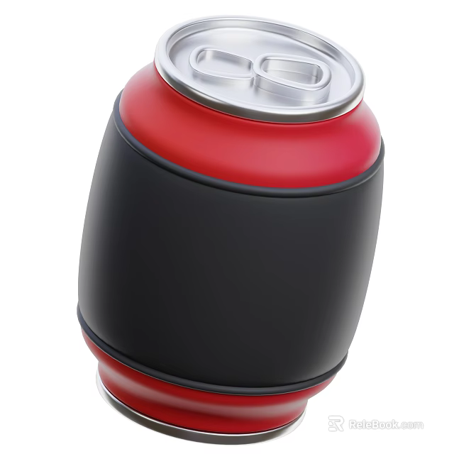 Red Beverage Can With Black Sleeve And Silver Pull Tab Lid 3d model 