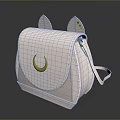 Cute Pink Small Bag With Cat Ear Design And Golden Moon Decoration