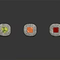 Fresh Colorful Maki Sushi Rolls With Different Toppings On Gray Background