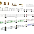 Various Metal Fence Designs With Different Styles And Rail Structures 3d model