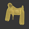Elegant Golden Ruffled Blouse Featuring Sheer Sleeves And Tie Detail