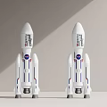 White Decorative Ornament Set With NASA Rocket Models For Home Decor
