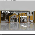 Specialty Store Interior With Yellow Walls White Shelves And Product Displays