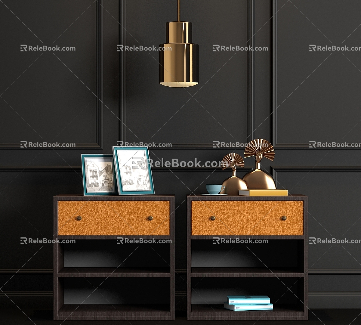 New Chinese bedside table 3d model