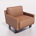 Brown Leather Single Sofa With Modern Design Armrests And Black Legs 3d model