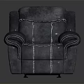Modern Gray Leather Single Sofa Chair With Stitching Details For Living Room Furniture