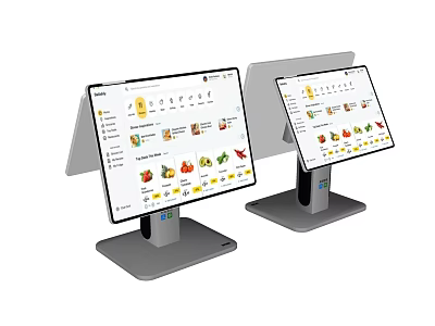 Two Commercial Interactive Touchscreen Display Devices With Product Interface Screens 3d model