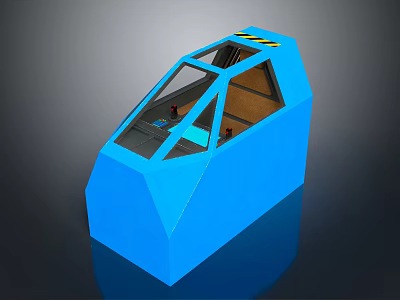 Blue Spacecraft Cockpit Module With Transparent Windows And Interior Structure 3d model