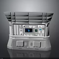 Gray System Control Panel With Blue Digital Display And Interface Buttons 3d model