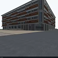 Modern Multi Story Office Building With Brown White Facade Large Windows And Entrance Steps