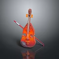Professional Violin Musical Equipment With Wooden Bow And String Details