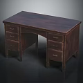 Dark Wooden Writing Desk With Multiple Drawers And Rectangular Smooth Top Surface
