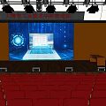 School Auditorium Interior Design With Red Seats Stage And Large Projection Screen