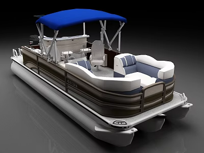 Stylish Pontoon Boat With Blue Canopy Comfortable Seats And White Pontoons 3d model Stylish Pontoon Boat With Blue Canopy Comfortable Seats And White Pontoons 3d model