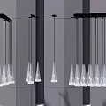 Stylish Modern Conical Chandeliers With Transparent Light Bodies On Gray Wall