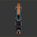 Futuristic Orange And Teal Weapon Pistol With Straps And Tank Design