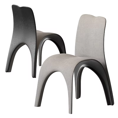 Modern Leisure Chairs With Curved Legs And Sleek Lines In Black Gray Design 3d model