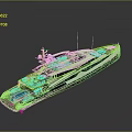 Modern Luxury Yacht Exterior with Sleek White Red Lines Spacious Deck and Calm Water Reflection