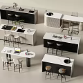 Stylish Modern Bar Counter Designs With Marble Tops And High Stools 3d model