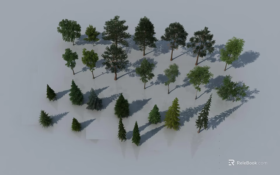 Collection of Arbor Tree Models Featuring Various Species and Different Sizes 3d model 