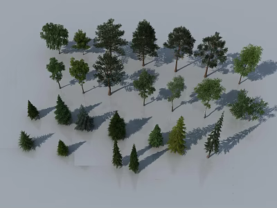 Collection of Arbor Tree Models Featuring Various Species and Different Sizes 3d model