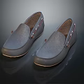 Gray Loafers Shoes with Metal Buckles Soft Suede Material Light Colored Sole Casual Daily Wear