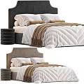 Cozy Bedroom Bed With White And Brown Bedding Soft Quilt Pillows And Headboard