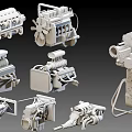 Various Types of Mechanical Equipment 3D Models With Detailed Structural Designs