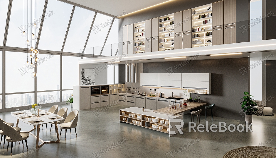 Modern Restaurant Duplex Kitchen model