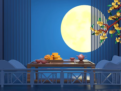 New Chinese Mid-Autumn Festival Scene Mid-Autumn Festival 3d model