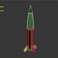 Military Missile Weapon With Conical Warhead Cylindrical Body And Stabilizer Fins