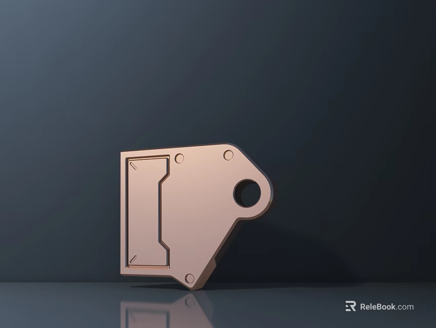 Copper Metal Tag with Geometric Design and Circular Hole for Specialty Store 3d model 