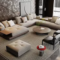 Modern Poliform Sofa Coffee Table Combination 3d model