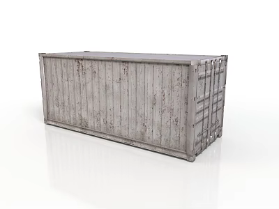 Weathered Industrial Metal Shipping Container With Corrugated Walls And Doors 3d model