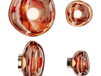 Modern Unique Amber Glass Wall Sconces With Oval And Round Shapes For Interior Decor 3d model