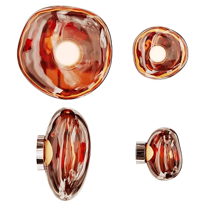 Modern Unique Amber Glass Wall Sconces With Oval And Round Shapes For Interior Decor 3d model