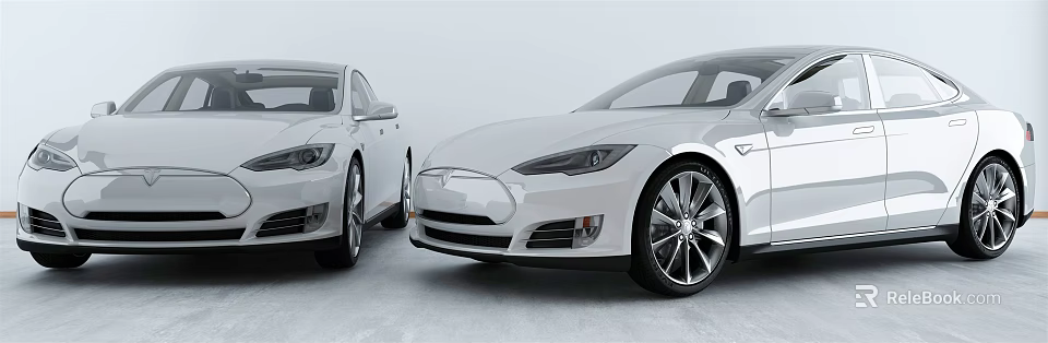 White Tesla Electric Cars Showcasing Modern Design And Sleek Exterior Features 3d model 