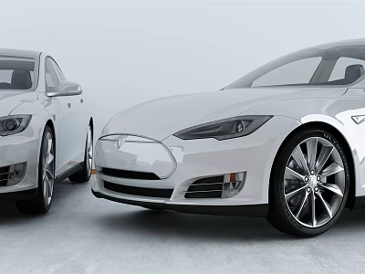 White Tesla Electric Cars Showcasing Modern Design And Sleek Exterior Features 3d model
