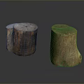 Rustic Wooden Stump Stools With Natural Texture For Home Decor 3d model