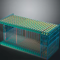 Blue Architectural Metal Structure With Grid Top And Frame Supports 3d model