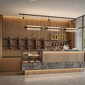 Modern Cafe Interior Design With Wooden Walls Large Windows Double Floor Seating and Coffee Bar