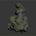 Natural Stone Material With Green Moss And Gray Rock Texture Design 3d model