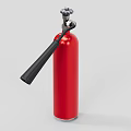 Red Fire Extinguisher Essential Fire Safety Equipment With Black Handle And Silver Top