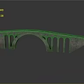 Stone Arch Bridge Architectural Design With Multiple Arches And Water Reflection 3d model
