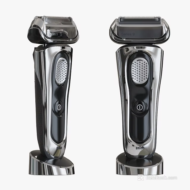 Modern Electric Shavers With Black Silver Design Ergonomic Handle And Rechargeable Base 3d model 