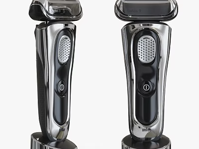 Modern Electric Shavers With Black Silver Design Ergonomic Handle And Rechargeable Base 3d model