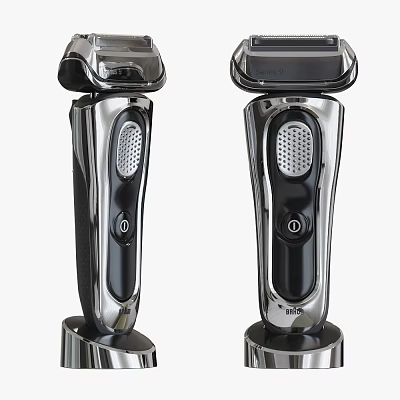 Modern Electric Shavers With Black Silver Design Ergonomic Handle And Rechargeable Base 3d model